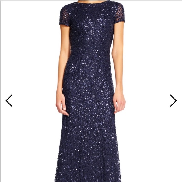 Adrianna Papell Scoop Back Sequin Gown - Picture 2 of 7